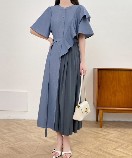 「ABITOKYO」 長袖ワンピース L ブルー レディース_画像5
