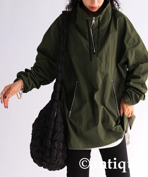 「antiqua」 ブルゾン L カーキ レディース_画像3