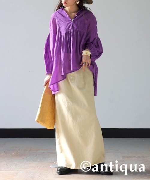 「antiqua」 7分袖ブラウス ONESIZE ブルー レディース_画像6