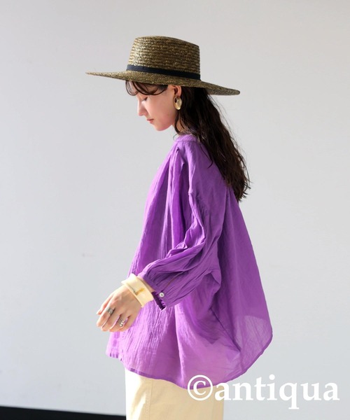 「antiqua」 7分袖ブラウス ONESIZE ブルー レディース_画像7