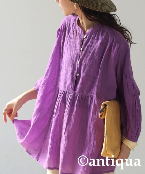 「antiqua」 7分袖ブラウス ONESIZE ブルー レディース_画像8
