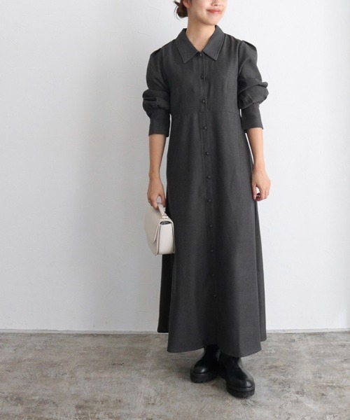 「Pierrot」 シャツワンピース L チャコール レディース_画像6