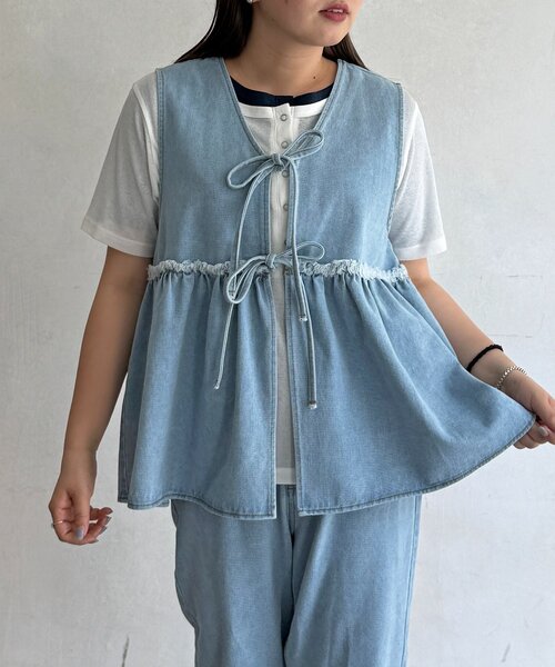 CPCM（シーピーシーエム） ワンピース デニムビスチェフレア