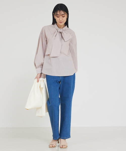 「abahouse mavie」 長袖シャツ フリー ブラウン レディース_画像7