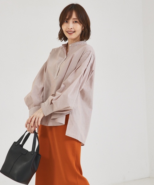 「abahouse mavie」 長袖シャツ フリー ブラウン レディース_画像8