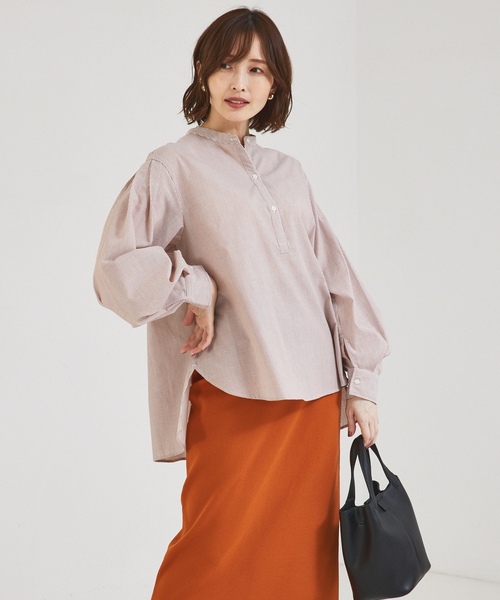 「abahouse mavie」 長袖シャツ フリー ブラウン レディース_画像9