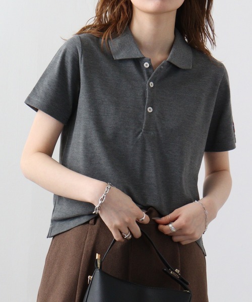 「JEMORGAN」 半袖ポロシャツ F チャコール レディース_画像9