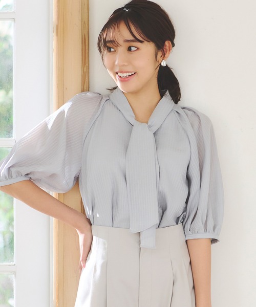 「LAISSE PASSE」 半袖ブラウス 38 ブルー レディース_画像4