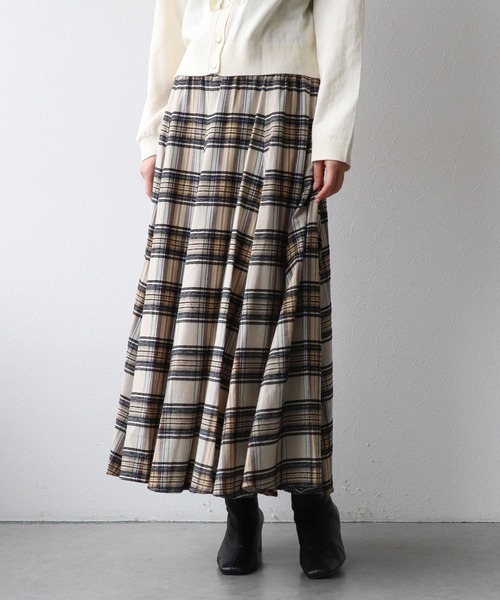 Jines（ジネス） ロング スカート モールチェックスカート : ZOZOTOWN