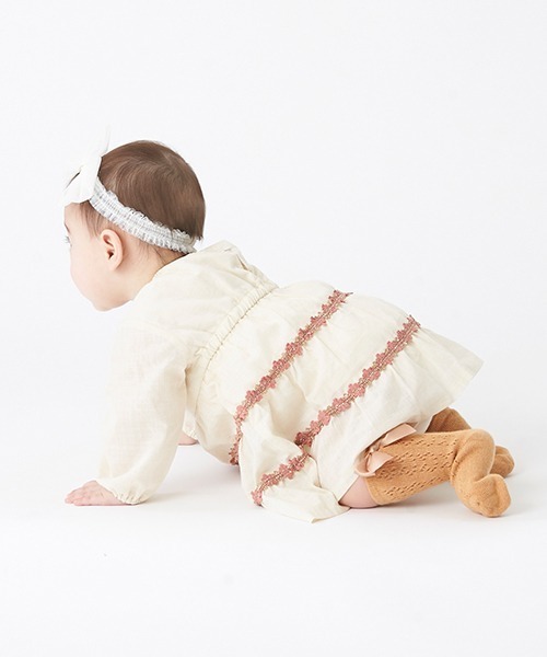 国内正規総代理店アイテム ベビー服 花ティアードワンピースロンパース 往復送料無料