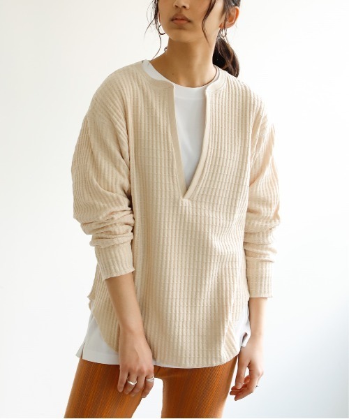 Auntie Rosa Holiday tシャツ Tシャツ ビッグワッフルディープVネック 
