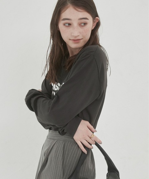 ANGIE tシャツ フロッキー ロゴ / 箔 メタリック プリント ロンT
