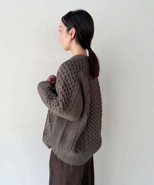 ニット セーター 「サイズ展開あり」ヴィンテージライクケーブルニット