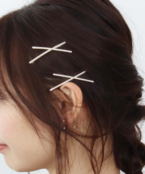 Three Four Time ヘアピン パールクロスセットヘアピン「結婚式