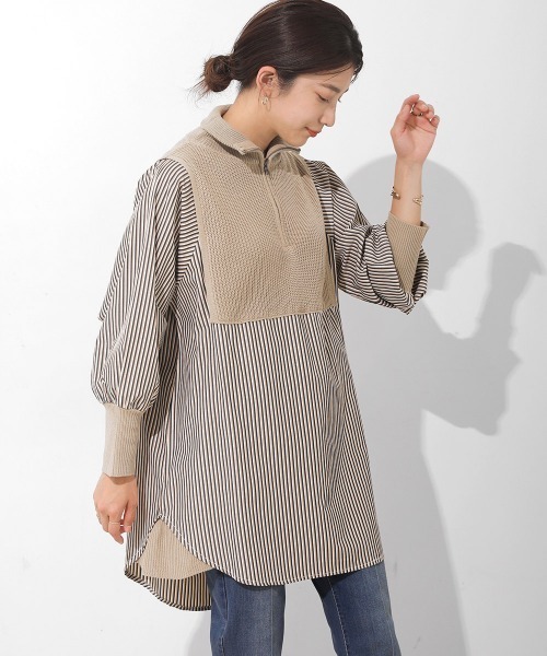 2020新作（ブージュルード）シャツドッキング　ニット　チュニック Bou Jeloud（ブージュルード） tシャツ Tシャツ ニットドッキング