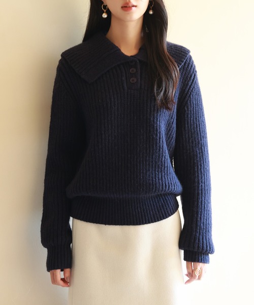 SAISON DE PAPILLON（セゾンドパピヨン） ニット セーター 折り返し襟