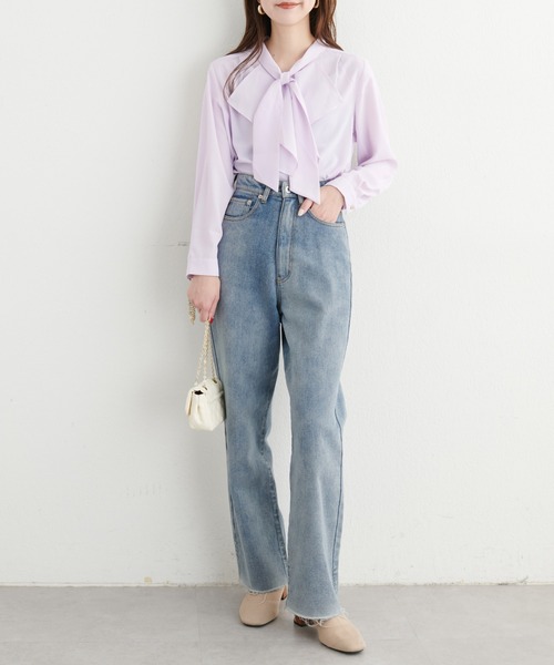 natural couture シャツ ブラウス ラッフル×ボウタイブラウス