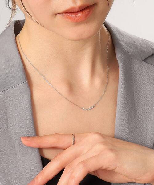 COCOSHNIK ダイヤネックレス COCOSHNIK ネックレス K18ダイヤモンド ランダムクラスター7石