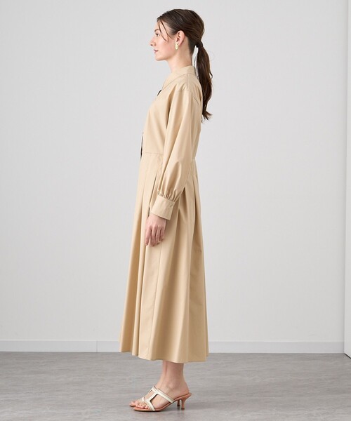 美品 ANAYI アナイ フレアタックワンピース 半袖 花柄 コットン混 ANAYI シャツワンピース ブロードタックフレアワンピース