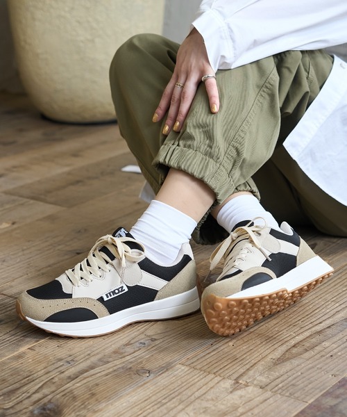 moz スニーカー moz(モズ)厚底レースアップバイカラースニーカー