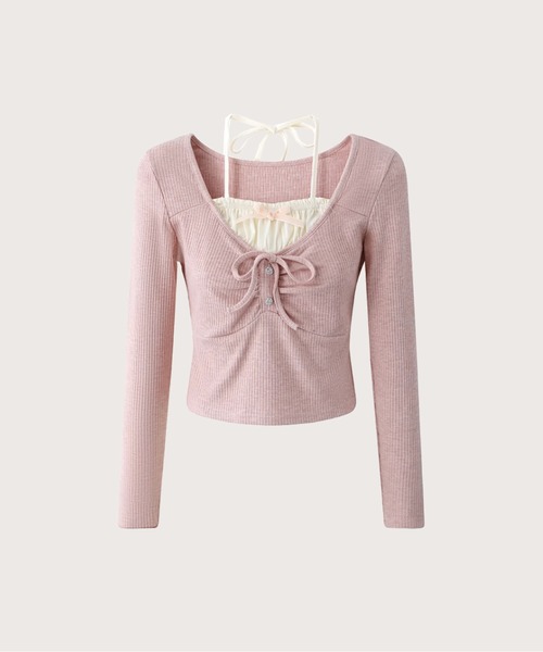 tシャツ フェイクツーギャザーバレエシャツ Fake Two Gather Ballet Shirt レディース