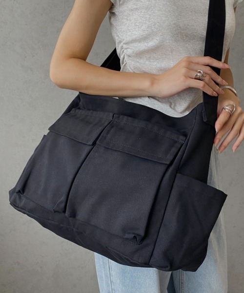 マザーズバッグ アジャスター付き メニーポケット ビッグキャンバス