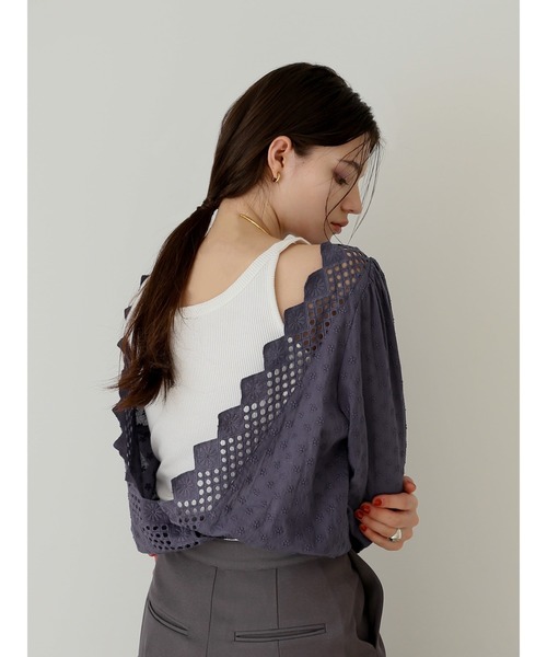 ブラウス シャツ 2way cotton lace blouse レディース