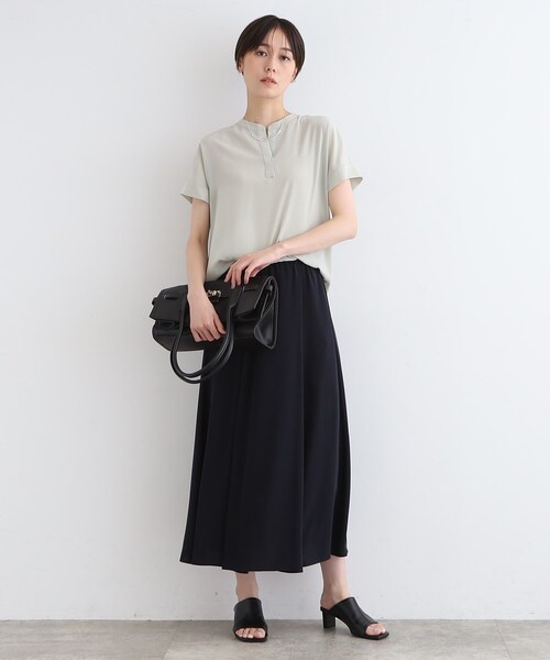 INDIVI ブラウス シャツ 「洗える／SETUP可能」ドレーピー