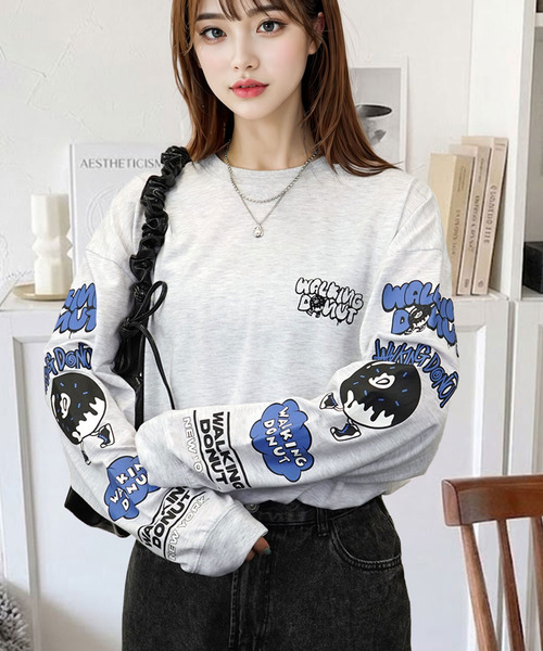 な*し様 sansangear ロンT y2k 韓国 Candlestick tシャツ レトロポップ WALKING DONUT 8ボール ゴースト