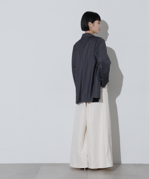 Wythe ワイス コットンリネンツイル プリーツチノパンツ ホワイト白 生成り コットンツイル ワイドストレートチノパンツ｜トゥモローランド