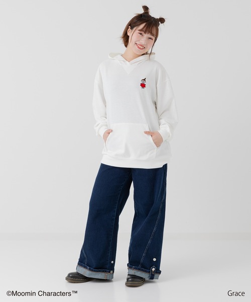 。 【美品】MOO パーカー MOOMIN パーカー / ムーミン 裏毛パーカー メンズ レディース