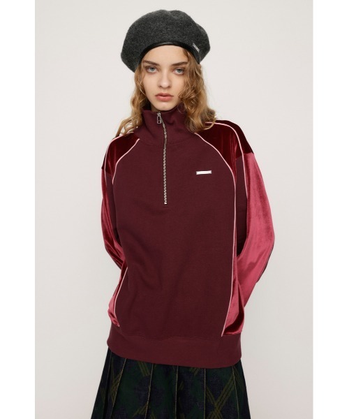 kolor スウェット ベロア SLY トレーナー スウェット PIPING VELOUR HALF ZIP SW