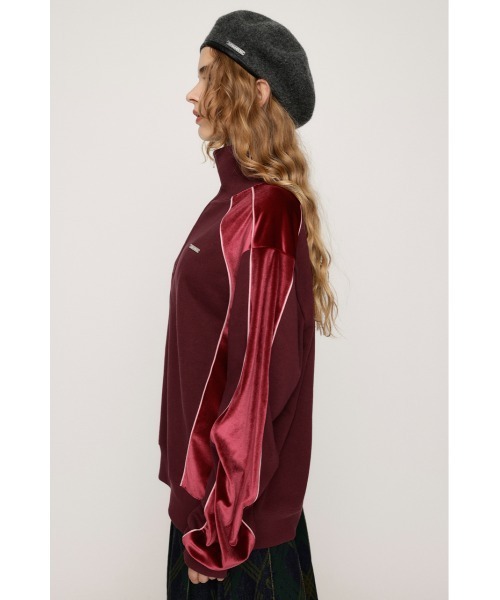 SLY トレーナー スウェット PIPING VELOUR HALF ZIP SW