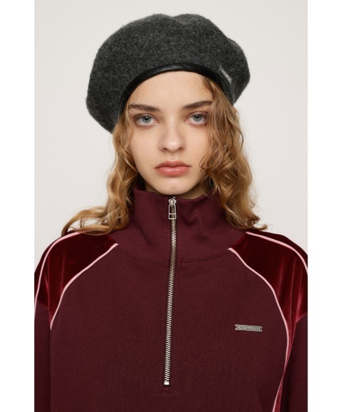 SLY トレーナー スウェット PIPING VELOUR HALF ZIP SW