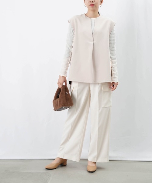 未使用級 プラージュ 24AW ベスト ジレ スキッパー サイドスリット 未使用級 プラージュ 24AW ベスト ジレ スキッパー サイド