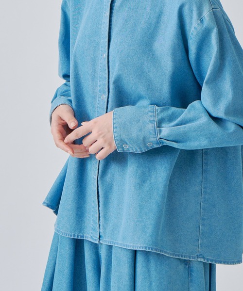 ブラウス シャツ 「KELEN / ケレン」 クールデニムスタンドカラーブラウス LAFU DENIM レディース セール】「KELEN / ケレン」 クールデニムスタンドカラー