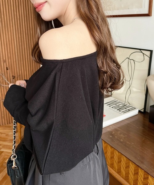 tシャツ オフショルダーカットソートップス レディース SLY tシャツ OFFSHOULDER FRONT ZIP TOPS オフショルダー