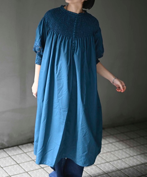 レースシャーリングワンピース　　2025新作　 新品未開封　M セール】shirring satin lace one-piece - シャーリングサテン