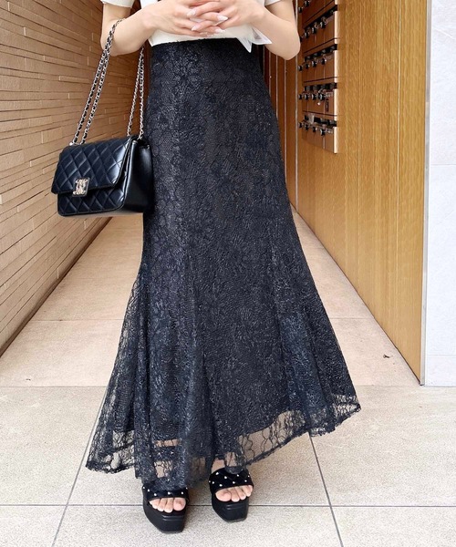 INGNI スカート バックレースアップレースマーメイドスカート  