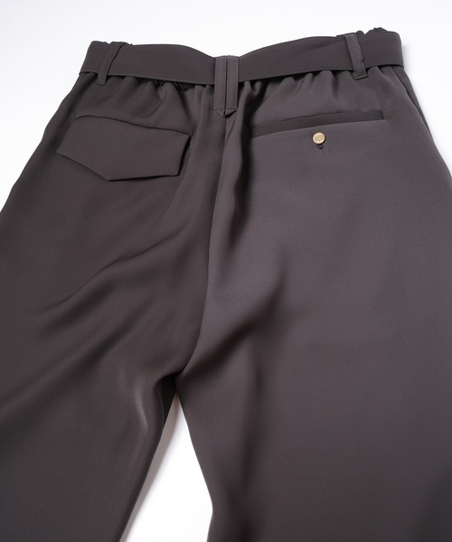 CULLNI スラックス Dry Double Satin 1Tuck Pant with Long Belt