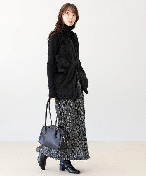 Aletta vita ベスト ジレ サイドポケットフェイクファーベスト