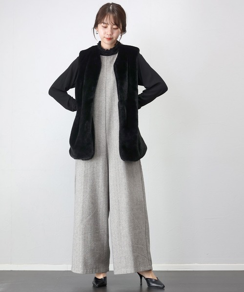 Aletta vita ベスト ジレ サイドポケットフェイクファーベスト