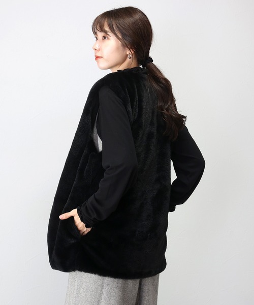 Aletta vita ベスト ジレ サイドポケットフェイクファーベスト