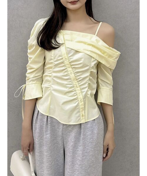 dazzlin（ダズリン） ブラウス シャツ アシメギャザーブラウス 
