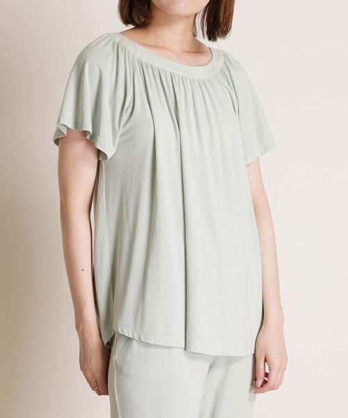 tシャツ キッドブルー -２３レーヨンベア天 -半袖トップス -KRUN422 -kidblue レディース