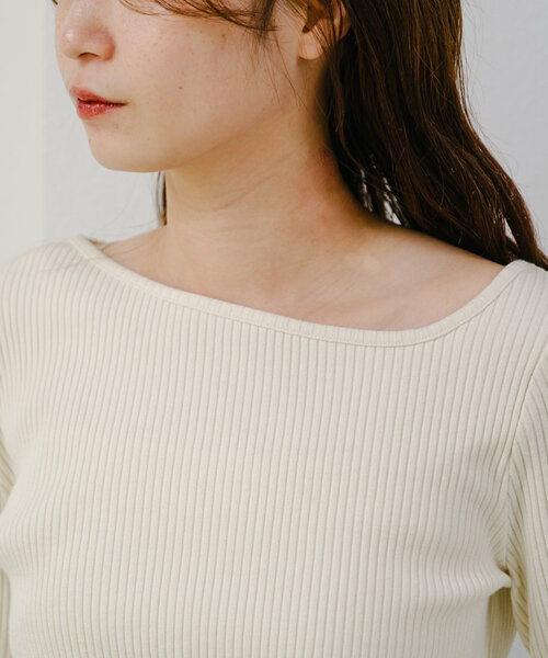 袖フェザー カットソー AZUL BY MOUSSY | 袖フェザー5分袖トップス (Tシャツ