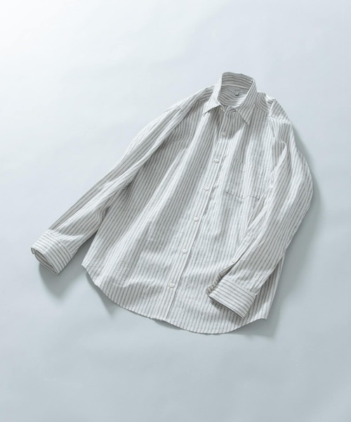 canclini◆長袖シャツ/O/リネン/WHT リネン100%✨Fukurou canclini フクロウ 長袖リネンシャツ48