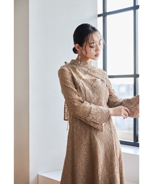 nianaAラインドレス 結婚式 パーティードレス オケージョンドレスSサイズ niana（ニアナ） ドレス ショルダークロスラインレースドレス