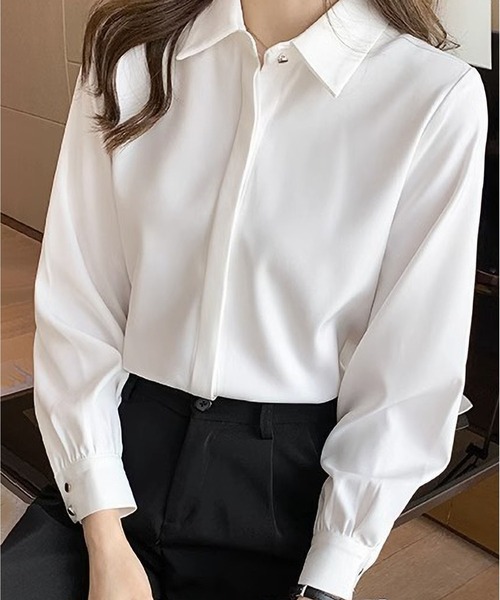 BLANC FICELLE ブラウス シャツ ホワイト シャツ レディース