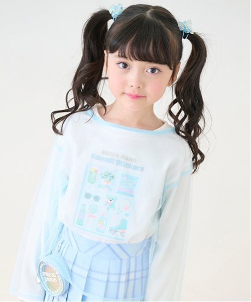mezzo piano tシャツ チュールレイヤード 長袖Tシャツ キッズ 子供服